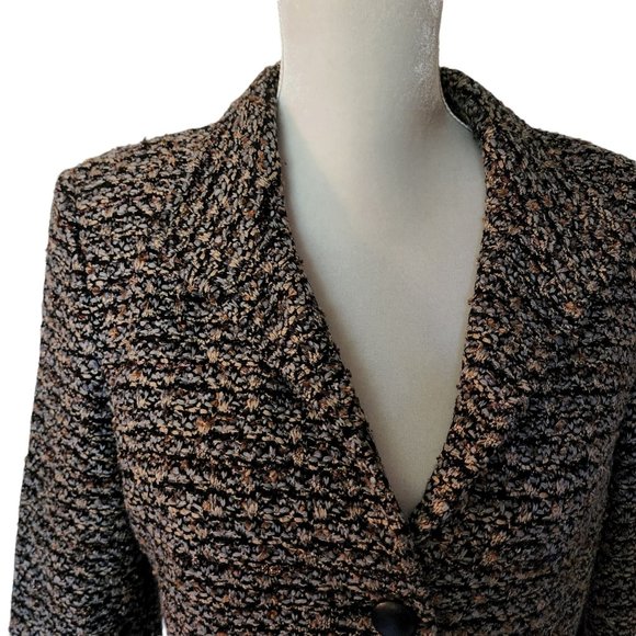 St. John Jacket Blazer Tweed Black Brown Blue Bronze size 8 Pockets Wool Blend - Picture 4 of 16